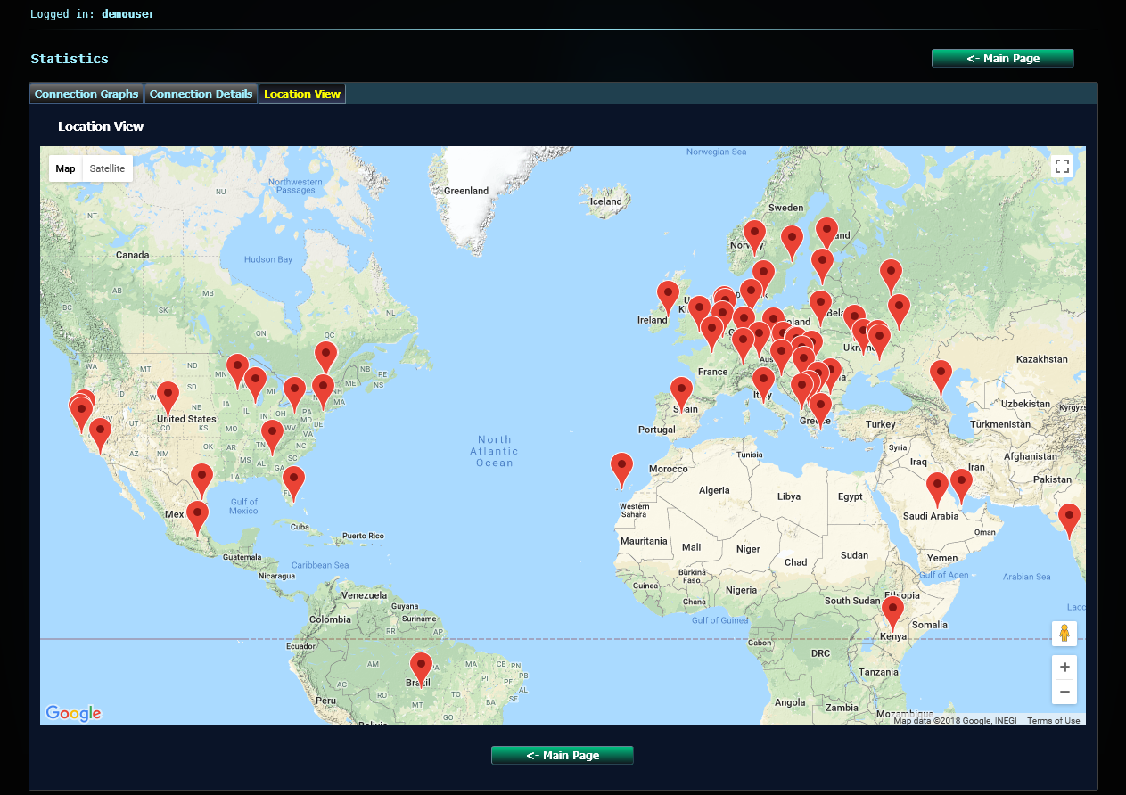 Map displaying listeners